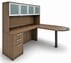 Modern Walnut Peninsula L-Shaped Desk w/Hutch