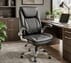 Black Top Grain Leather Desk Chair with Flip Up Arms & Height Adjustable Headrest