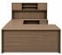Urban Walnut Rectangular U-Shaped Workstation, Height Adjustable L-Surface, 3 Drawers & Hutch - 71