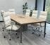 8' Contrasts Rustic Conference Table w/ 6 Cream Leather Chairs Set