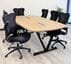 8' Beaumont Steel V-Leg Conference Table with 6 Black CurvForm Chairs Set