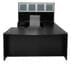 Black Conference U-Shaped Office Desk with Hutch