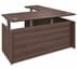 Columbia Walnut Fully Height Adjustable Managers L-Shaped Desk w/6 Drawers - 63