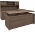 Columbia Walnut Rectangular U-Shaped Workstation, Height Adjustable L-Surface, 3 Drawers & Hutch - 71