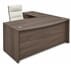 Columbia Walnut Bow Front L-Shaped Desk w/6 Drawers - 71