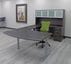 Bow Front U-Desk with Hutch and Height Adjustable L-Surface
