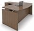 Modern Walnut Adjustable Height Bow Front L-Shaped Desk