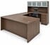 Modern Walnut Laminate Straight Front U-Workstation w/Hutch