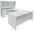 White Laminate Straight Front U-Workstation w/Hutch