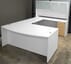 White & Woodgrain U-Shaped Workstation w/Hutch