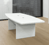 8' White Boat Shaped Conference Table