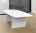 8' White Boat Shaped Table w/6 Black LineaForm Mesh Chairs