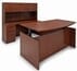 Adjustable Height Bow Front U-Shaped Desk w/Hutch in Cherry
