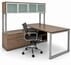 Executive Storage L-Desk w/Glass Door Hutch