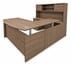 Urban Walnut Bow Front U-Shaped Desk with Hutch, Height Adjustable L-Surface, 3 Drawers & Hutch - 71