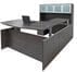 Enclosed Bow Front U-Shaped Desk with Hutch and Height Adjustable L-Surface
