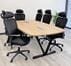8' Beaumont Steel V-Leg Conference Table with 6 Black ProSupport Chairs Set