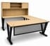 Beaumont Steel V-Leg Rectangular Front U-Shaped Desk with Hutch