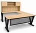 Beaumont Oak Steel V-Leg Rectangular Front U-Shaped Desk with Hutch