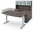 Charcoal Woodgrain Laminate Electric Lift Adjustable Height U-Desk w/Hutch