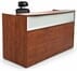 Rectangular Cherry Laminate Reception Desk w/Frosted Glass Panel