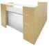 L-Shaped Glass Front Reception Desk w/6 Drawers