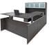 Enclosed Straight Front U-Shaped Desk with Hutch and Height Adjustable L-Surface