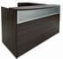 Charcoal Woodgrain L-Shaped Reception Desk w/Frosted Glass Panel