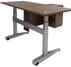Pneumatic Lift Height Adjustable Executive L-Desk in Modern Walnut