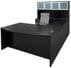 Black Conference U-Shaped Office Desk with Hutch