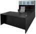 Black Laminate Straight Front U-Workstation w/Hutch