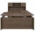 Columbia Walnut Bow Front U-Shaped Desk with Hutch, Height Adjustable L-Surface, 3 Drawers & Hutch - 71
