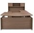 Urban Walnut Bow Front U-Shaped Desk with Hutch, Height Adjustable L-Surface, 3 Drawers & Hutch - 71