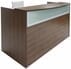 Rectangular Modern Walnut Reception Desk w/Frosted Glass Panel