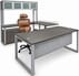 TrendSpaces Electric Lift Workstations - Electric Lift Adjustable Bridge U-Desk w/Hutch