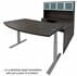 Charcoal Woodgrain Laminate Electric Lift Adjustable Height U-Desk w/Hutch