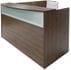 Rectangular Modern Walnut L-Shaped Reception Desk w/Frosted Glass Panel