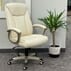 300-Lbs. Capacity High Back Cream Leather Conference Chair