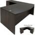 Charcoal L-Shaped Bow Front Conference Desk w/6 Drawers