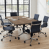 8' Folding Rectangular Conference table with Six Black Modern Classic Chairs Set