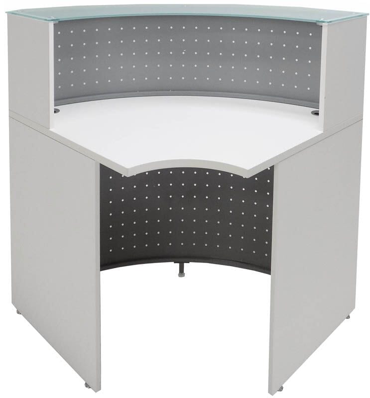 Small White Curved Reception Desk