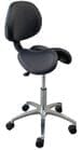 Leather 300 Lbs. Capacity Split Seat Saddle Stool w/Backrest - 22" - 29" Seat Height