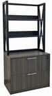 Xdustrial Series Black Metal Frame 36&quotW Open Storage Hutch with 2-Drawer Lateral File