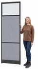 24&quotW x 7'H Sound-Absorbing Office Panel in Cool Gray PET and Black Frame w/Window