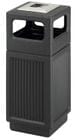 Black Polyethylene  15 Gallon Trash Receptacle w/Ash Urn