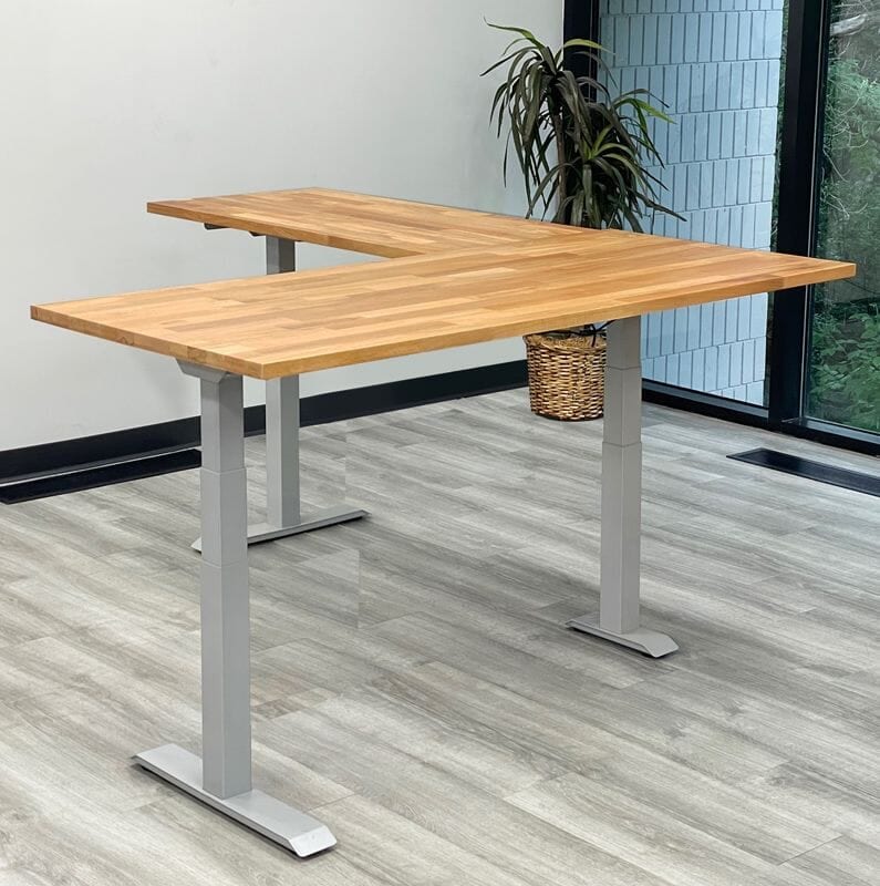 66" x 77" Solid Beech Wood LShaped Electric Lift Desk