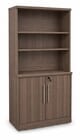 Urban Walnut 2-Door Locking Storage Cabinet with Hutch