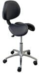 Leather 300 Lbs. Capacity Split Seat Saddle Stool w/Backrest - 22" - 29" Seat Height