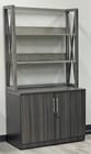 Xdustrial Series Raw Metal Frame 36&quotW Open Storage Hutch with 2-Door Cabinet