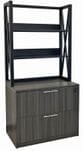 Xdustrial Series Black Metal Frame 36&quotW Open Storage Hutch with 2-Drawer Lateral File